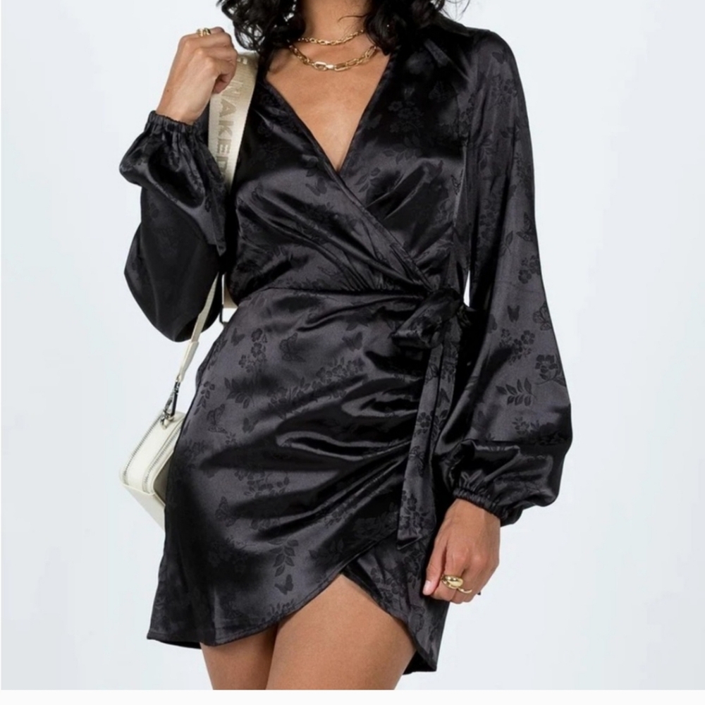 NWT Princess Polly Allira Wrap Mini Dress Black Sz 4